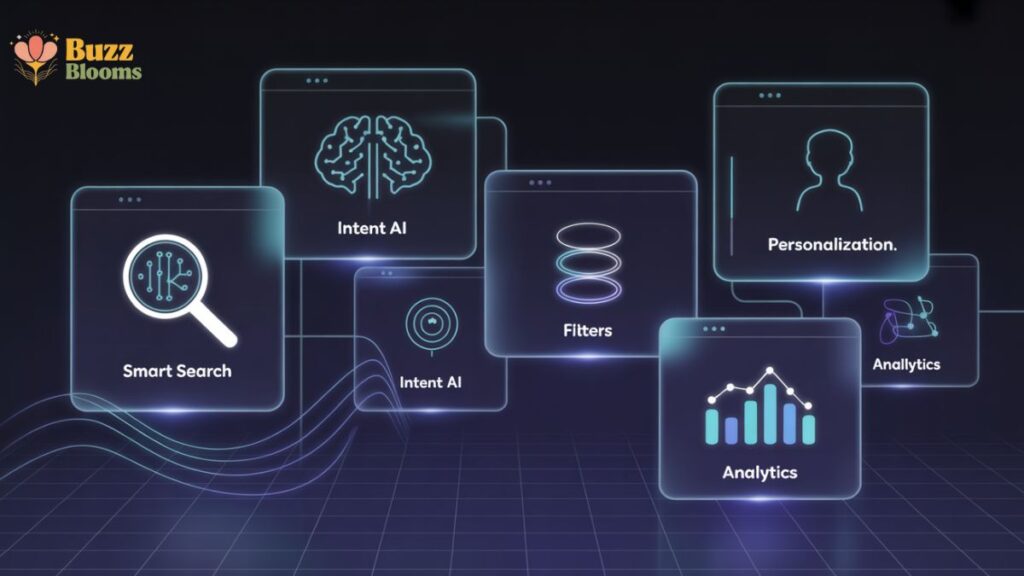 Key features of Seekde presented through modern digital UI icons.