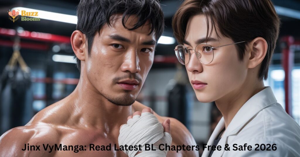 Jinx VyManga BL manhwa characters Kim Dan and Joo Jaekyung intense relationship scene