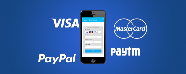 Mobile Payment Apps including Visa, MasterCard, PayPal, and Paytm
displayed on smartphone payment screen